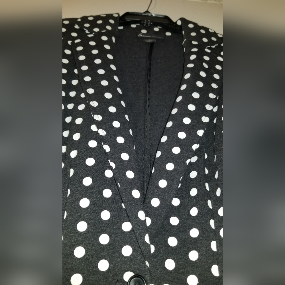 Lane Bryant Black and White Polka Dot Blazer NWOT - Picture 5 of 7